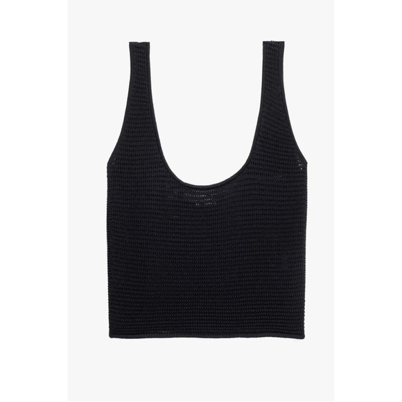 FRAME DENIM Crochet Tank Top Black M - Picture 1 of 7